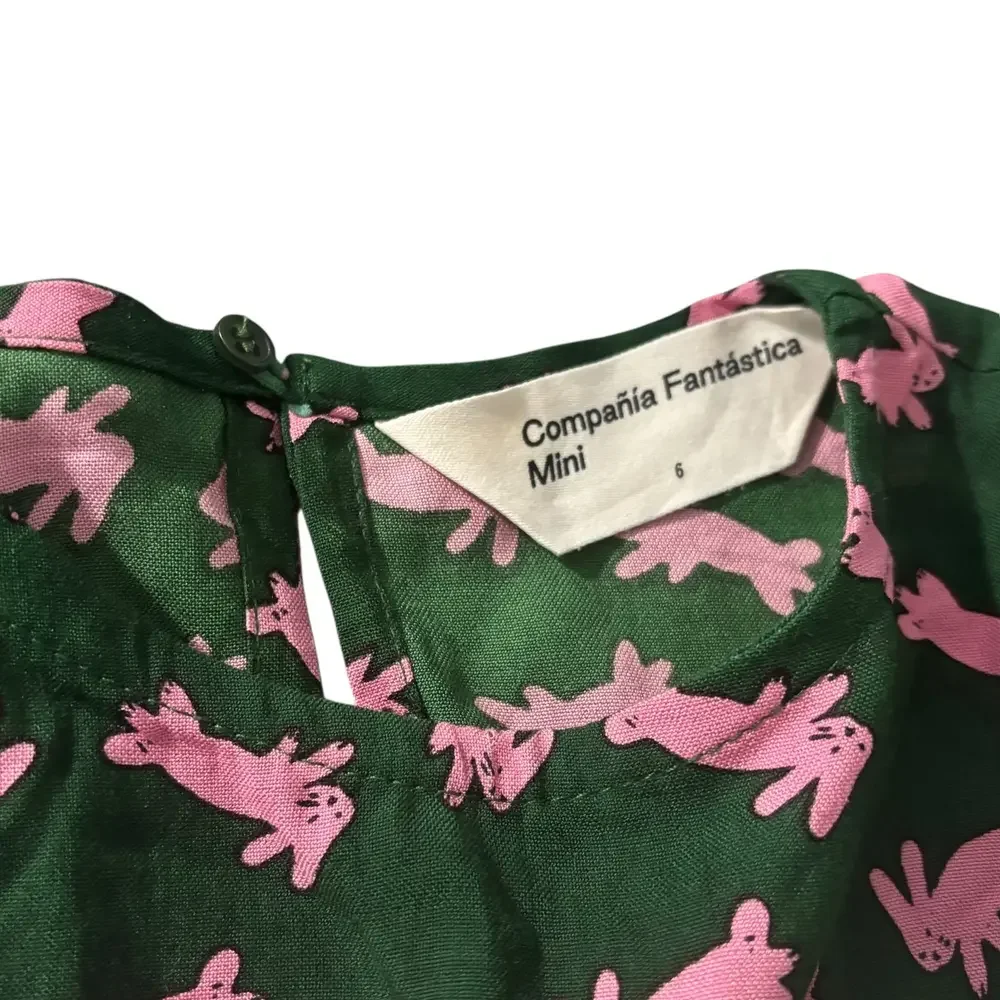 Compania Fantastica Dress Girls 6 Small‎ Mini Bunnies Green Pink Long Sleeve